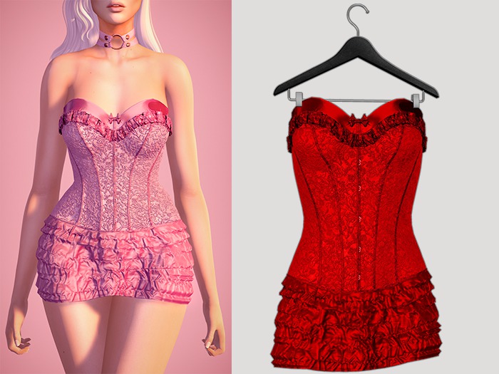 -[ darkling ]- Veronica Corset & Thong - Red