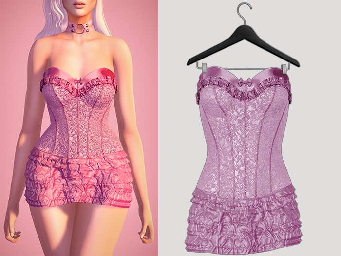 -[ darkling ]- Veronica Corset & Thong - Pink