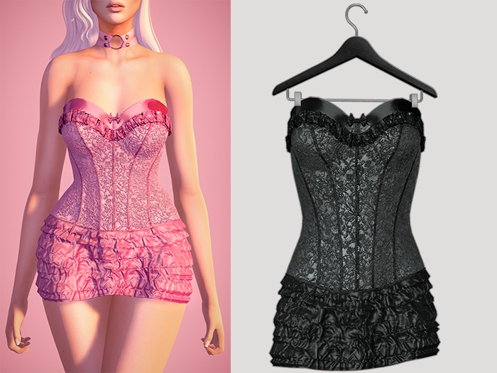 -[ darkling ]- Veronica Corset & Thong - Grey
