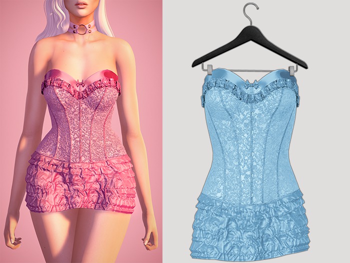 -[ darkling ]- Veronica Corset & Thong - Blue
