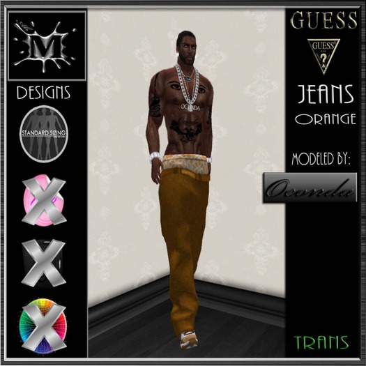 IGUESS ORANGE MESH JEANS (boxed)