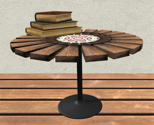 TAPI Table with books and picture frame