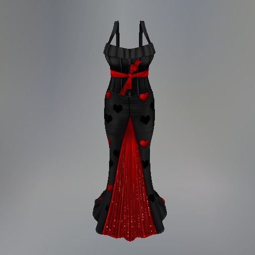 Red Gothic Valentine Hearts Maitreya Evening Dress box