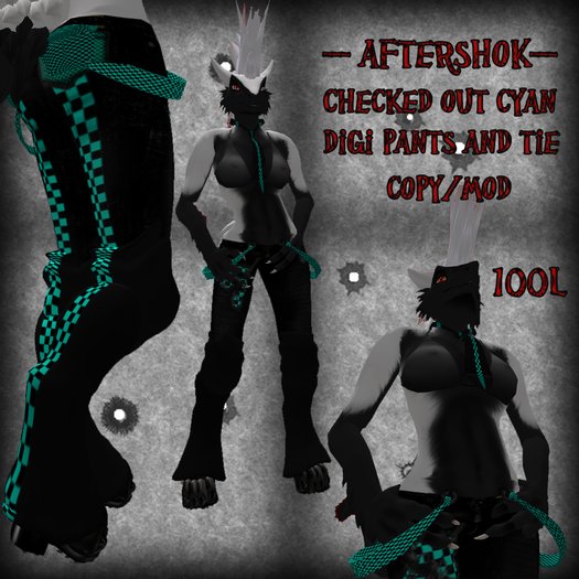 Checked OUT Cyan, Furry Digi Pants