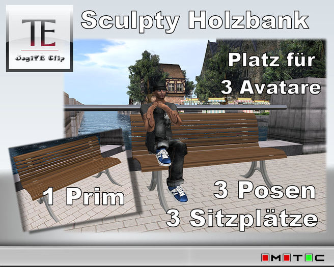 Sculpty 1 Prim wooden bench