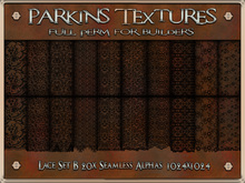 Parkins Textures - Lacey B Set - 20x Full Perm Seamless Alpha, 1024x1024, Fabric, Gothic, Dress, Lace, Gown, Netting