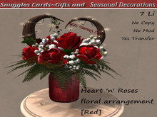 Heart 'n' Roses Valentine's floral arrangement [Red] By Snuggles 