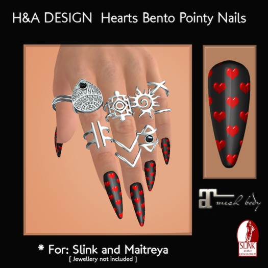 [H&A Designs] - Hearts Bento Pointy Nails