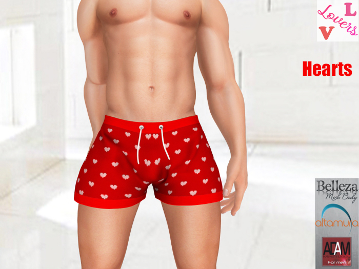 Lovers : Valentine : Men's Short : Hearts