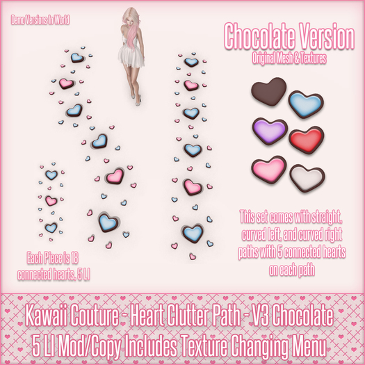 Kawaii Couture - Clutter Heart Path V3 - Chocolate