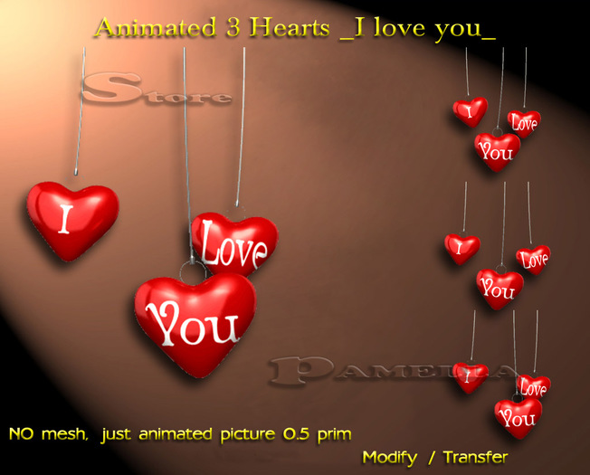 Animated 3 Hearts _I love you_