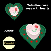 Valentine cake rose with hearts