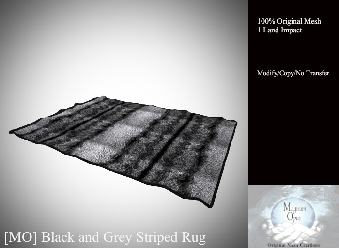 [MO] Black and Grey Striped Rug (Boxed)