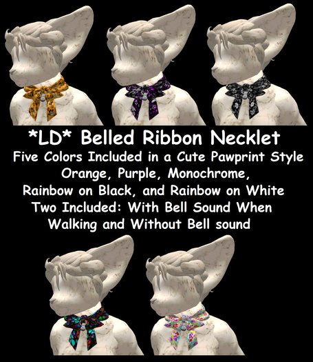 *LD* Belled Ribbon Necklet (Pawprints)