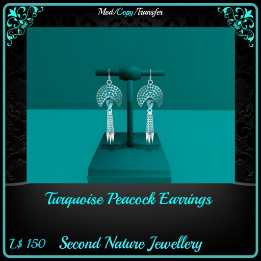 Turquoise Peacock Earrings