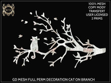 GD MESH FULL PERM DECORATION CAT ON BRANCH