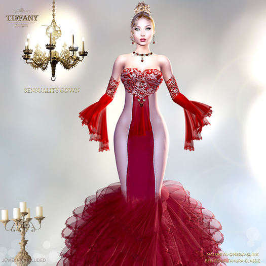 ::TD:: Sensuality Gown with Appliers ~ Red
