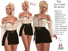 *BSASSY* TIA SKIRT OUTFIT TAN-BROWN