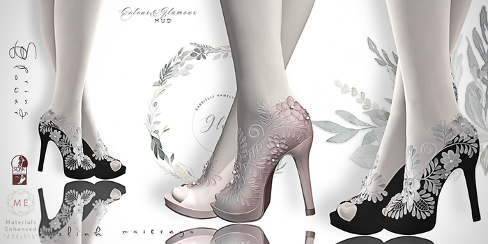 ♥.::GH::.♥ Demo Spring Flower MidHigh Pumps
