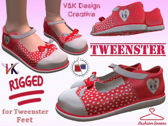 V&K Design Rigged for Tweenster Love-Heart Shoe
