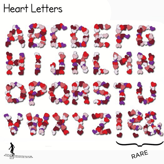 *~*HopScotch*~* Heart Letters - V