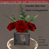 Wooden Box Red Roses Arrangement