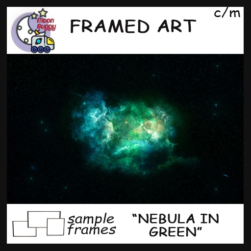 Moon Buggy Framed Science Fiction Fantasy Art Nebula in Green