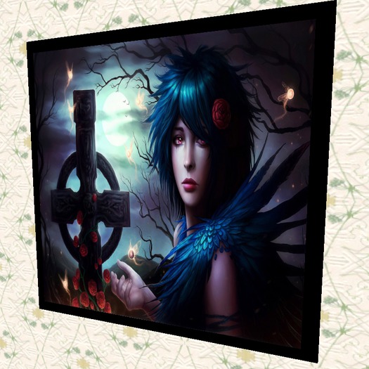 HOME DECOR Wall Art "Portrait of a Goth Girl" crafted interior designs Framed Picture 1 prim copy/mod