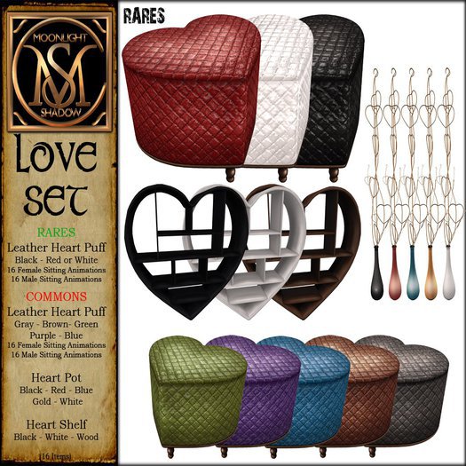 "Moon_Sha" Leather Heart Puff - Gray <<COMMON>>