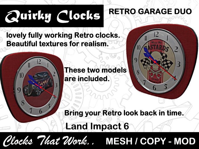 QUIRKY CLOCKS RETRO GARAGE DUO.