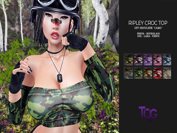 ToG .::. Ripley Off Shoulder Croc Top <Camo>  Box