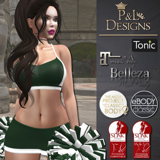[P&L] - Sexy Cheerleader Uniform - Green and White