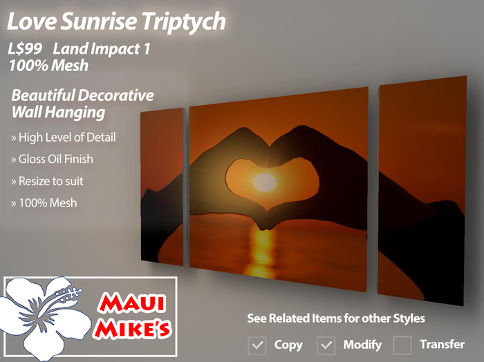 Love Sunrise Triptych Horizontal - BOXED