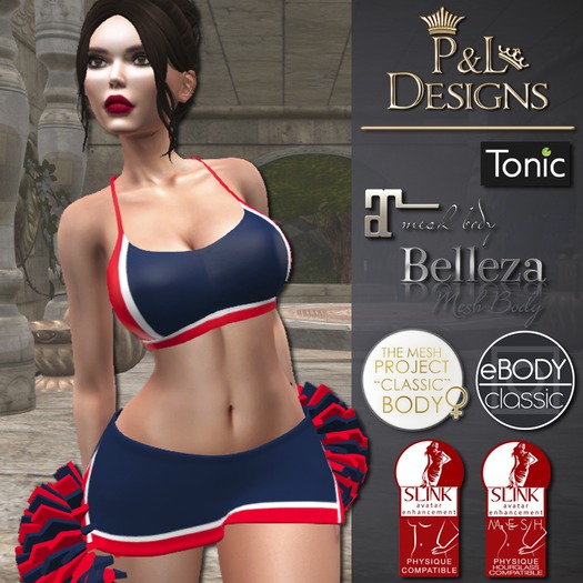 [P&L] - Sexy Cheerleader Uniform - Blue and Red