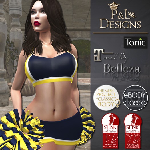 [P&L] - Sexy Cheerleader Uniform - Blue and Yellow