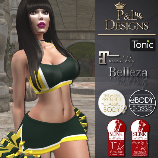 [P&L] - Sexy Cheerleader Uniform - Green and Yellow