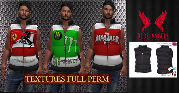 AJ_Meli  Men's Padded Vest _FULL PERM TEXTURES