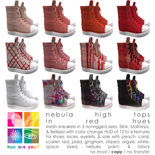 "hue are you?" red hues nebula high tops