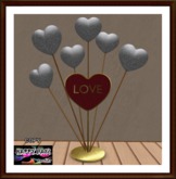 Valentines - Silver - Hearts on Sticks Decor