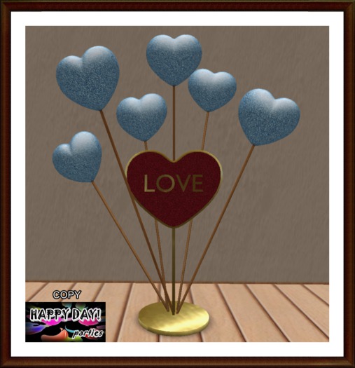 Valentines - Blue - Hearts on Sticks Decor