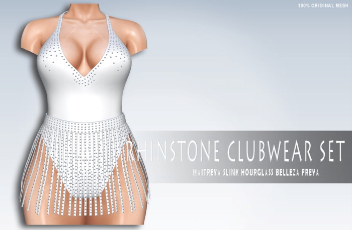 iS Rhinstone Clubwear Set SOLID WHITE