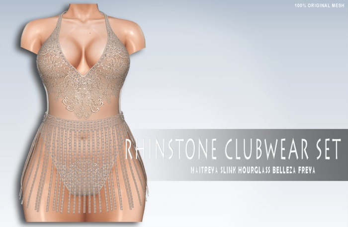 iS Rhinstone Clubwear Set LACE NUDE