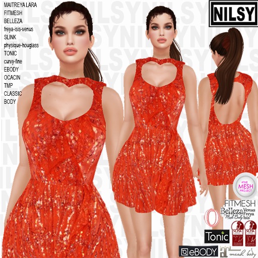 RED PAIETTE HEART DRESS,ALL BODIES