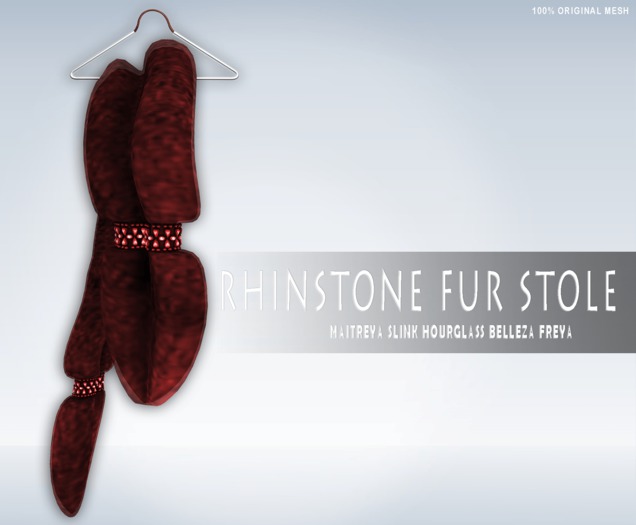 iS Rhinstone Fur Stole WINE