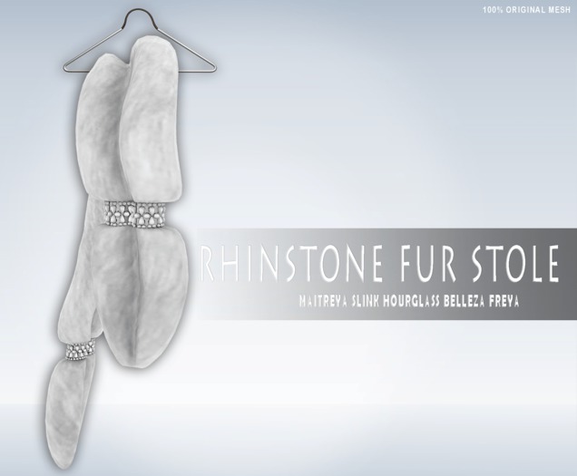 iS Rhinstone Fur Stole WHITE