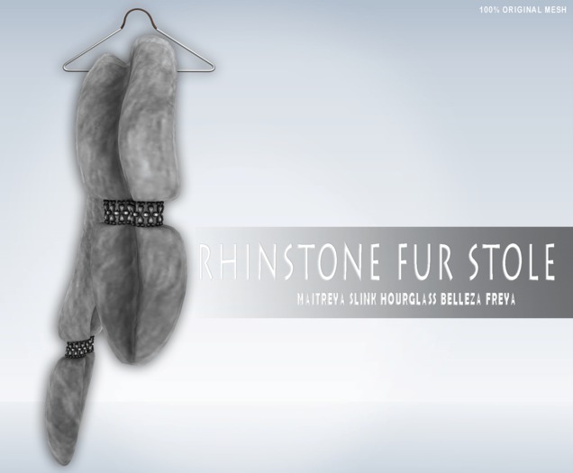 iS Rhinstone Fur Stole SILVER