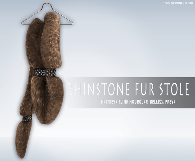 iS Rhinstone Fur Stole FOXY BROWN