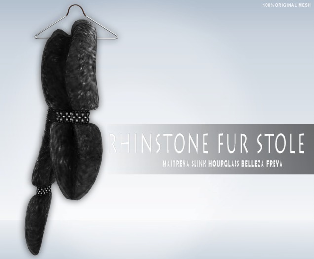 iS Rhinstone Fur Stole FOXY BLACK