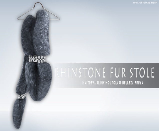 iS Rhinstone Fur Stole FOXY ASH