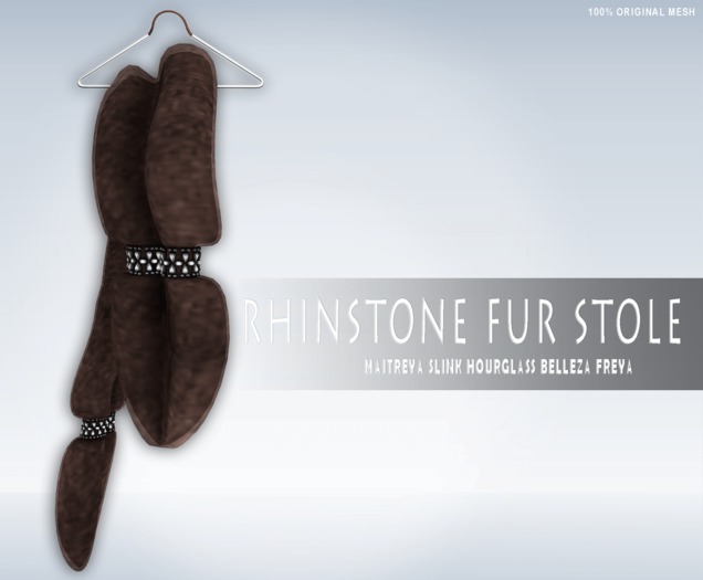 iS Rhinstone Fur Stole CHOCO